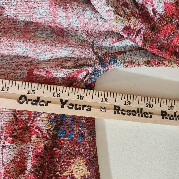 Rebecca Malone Blouse Womens Medium Floral Print Henley Neckline - Picture 4 of 13